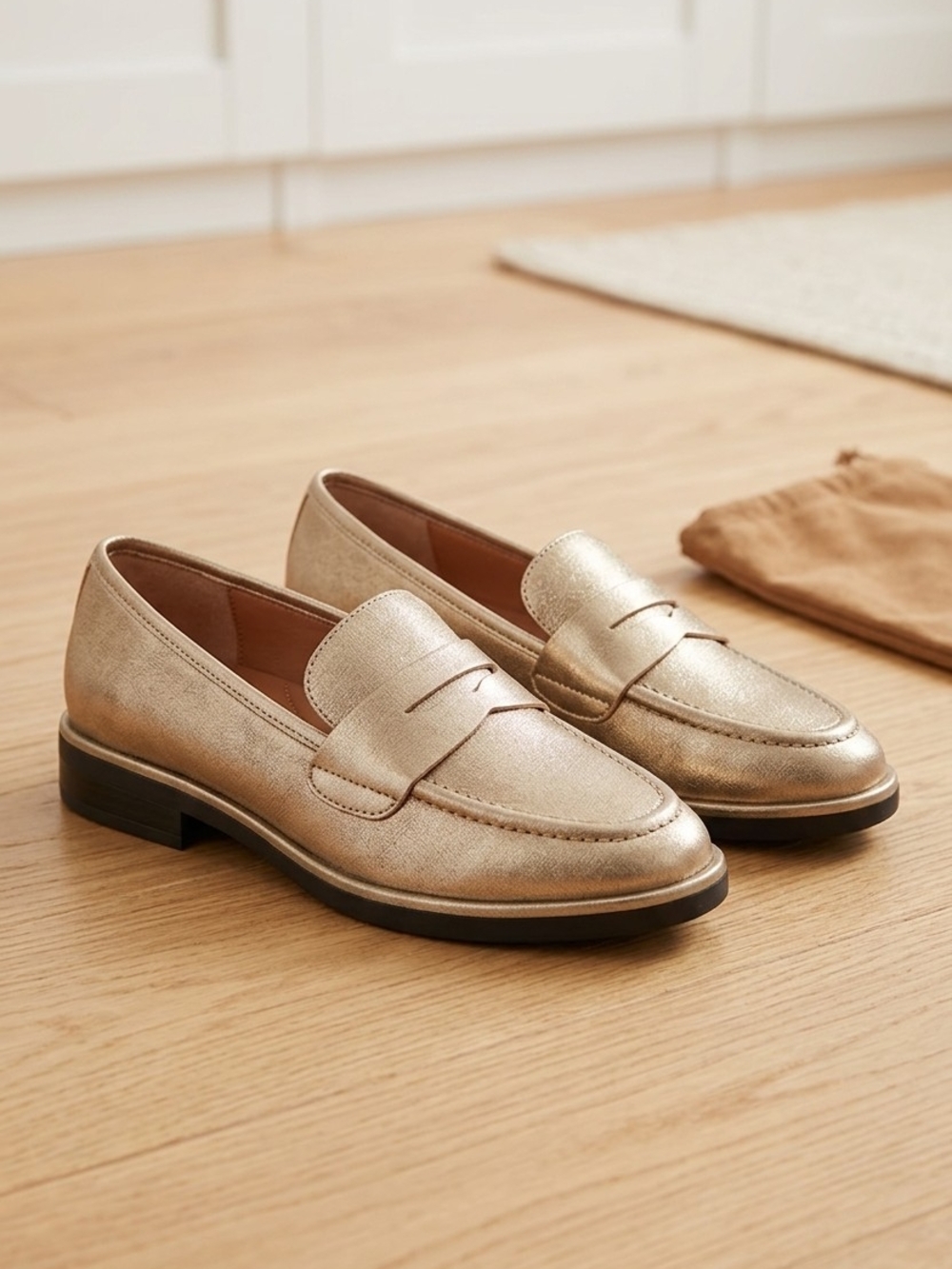 Kenneth Cole Metallic Gold Penny Loafers